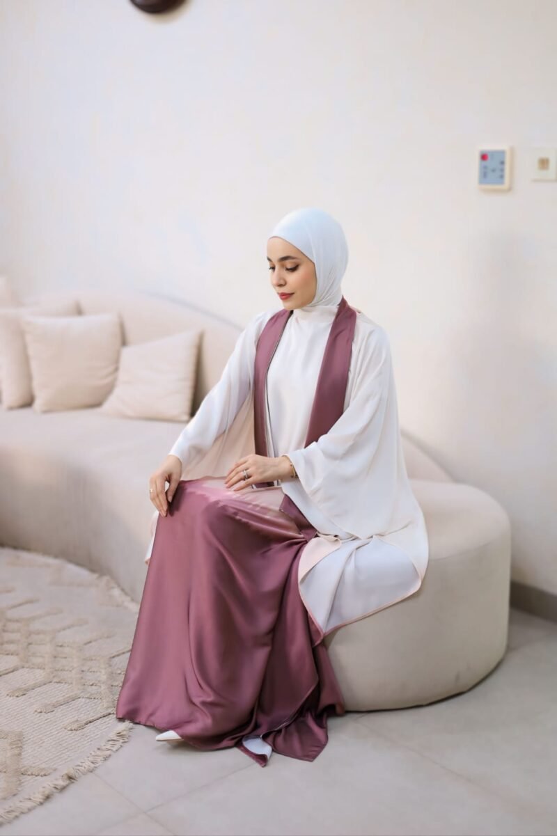 Kaftan Dress  - Burgundy & White - Image 2
