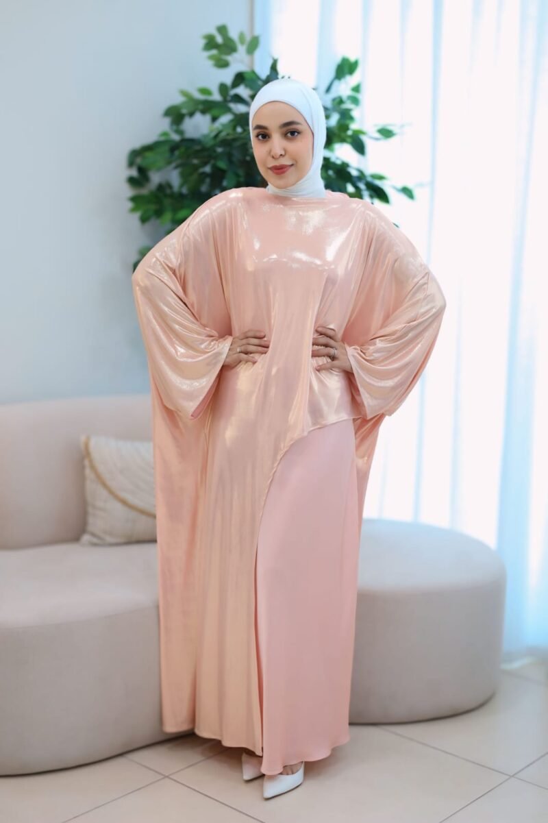 Two Piece Abaya - Orange - Image 2