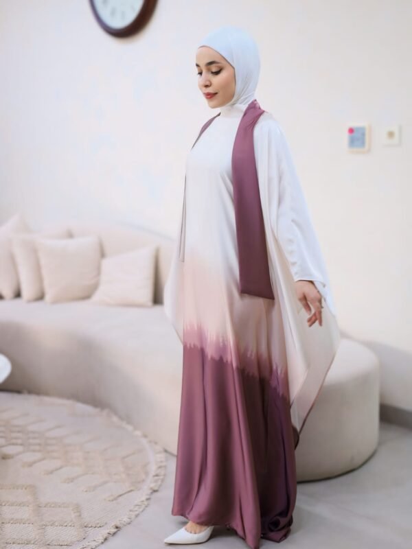 Kaftan Dress  - Burgundy & White
