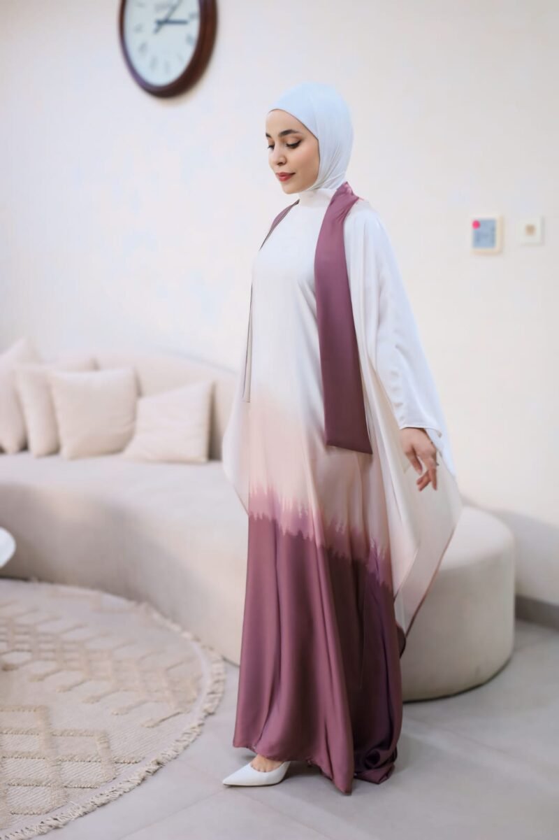 Kaftan Dress  - Burgundy & White
