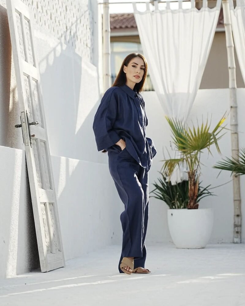 Linen Set - Navy Blue - Image 4